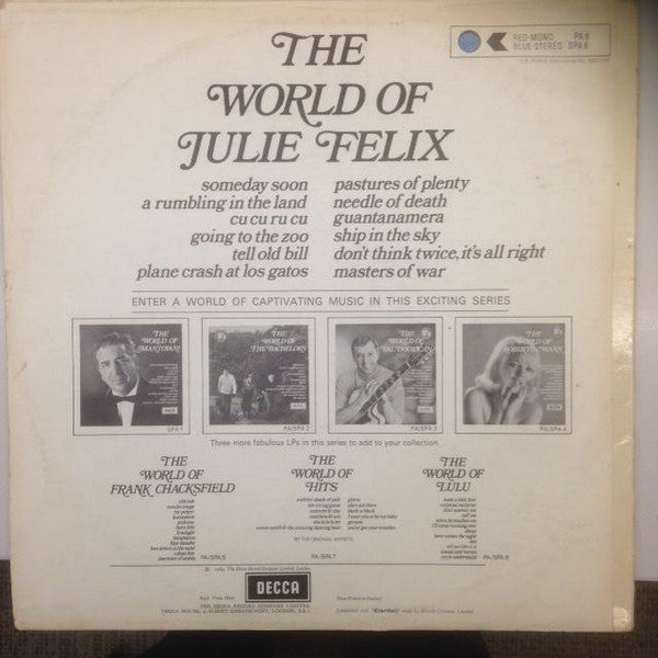 Julie Felix - The World Of Julie Felix - Vinyl LP, Compilation, Stereo, UK 1969 (USED VG+)