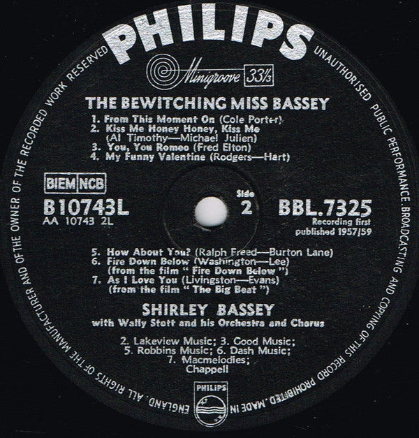 Shirley Bassey - The Bewitching Miss Bassey - Vinyl LP, Album, UK 1959 (USED G+)