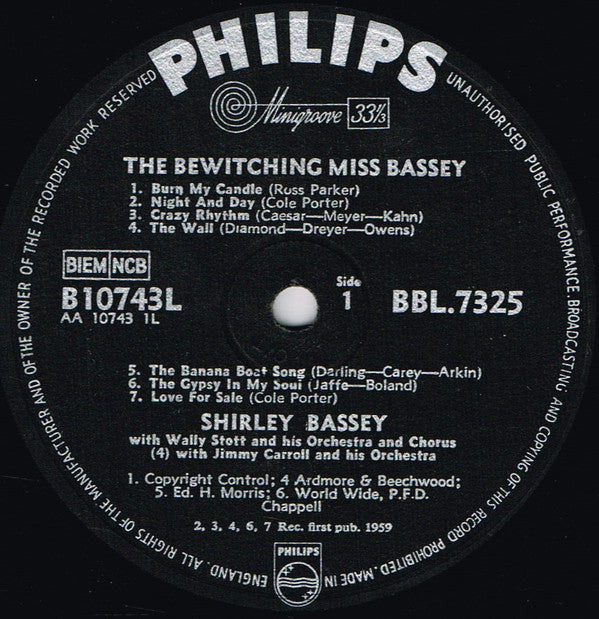 Shirley Bassey - The Bewitching Miss Bassey - Vinyl LP, Album, UK 1959 (USED G+)