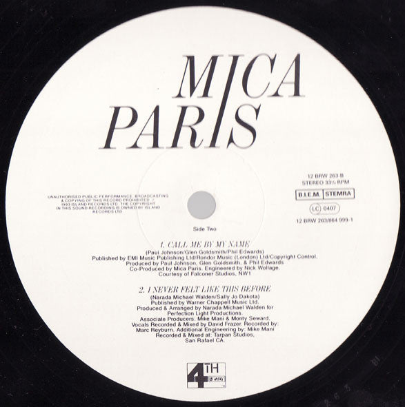 Mica Paris – I Never Felt Like This Before - Vinyl 12", 33 ⅓ RPM, Stereo, UK 1993 (USED VG+)