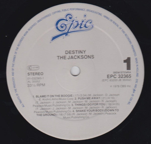 The Jacksons - Destiny - Vinyl LP, Album, Reissue, Stereo, 1987 (USED VG+)
