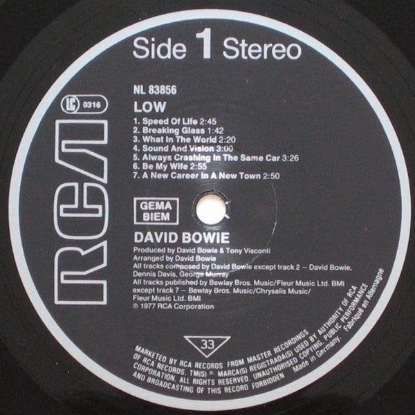 David Bowie – Low - Vinyl LP, Album, Reissue, 1983 (USED VG+)