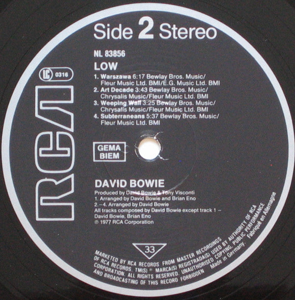 David Bowie – Low - Vinyl LP, Album, Reissue, 1983 (USED VG+)
