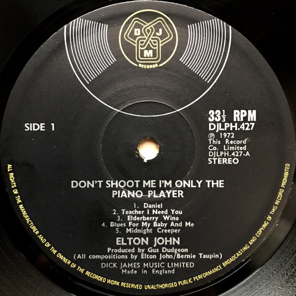Elton John – Don't Shoot Me I'm Only The Piano Player - Vinyl LP, Album, Stereo, UK 1973 (USED VG+)