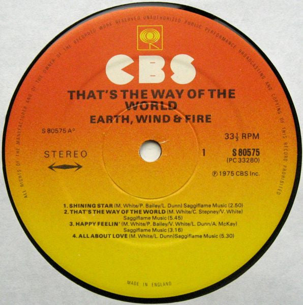 Earth, Wind & Fire - That's The Way Of The World - Vinyl LP, Album, UK 1975 (USED VG+)