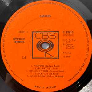 Santana - Santana - Vinyl LP, Album, Stereo, Laminated, UK 1969 (USED VG+)