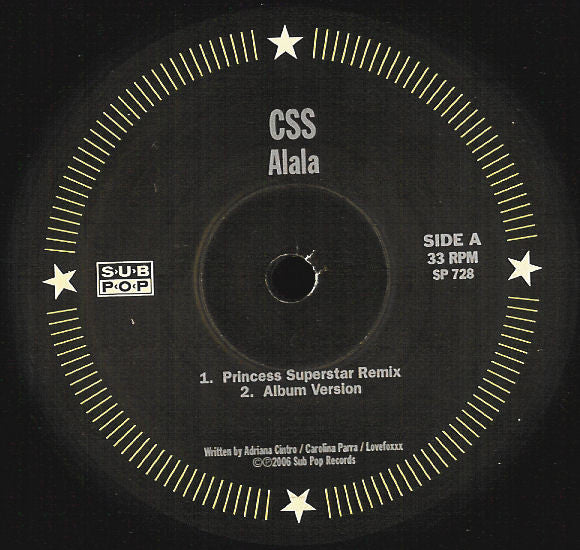 CSS – Alala - Vinyl 12", 33 ⅓ RPM US 2006 (USED VG+)