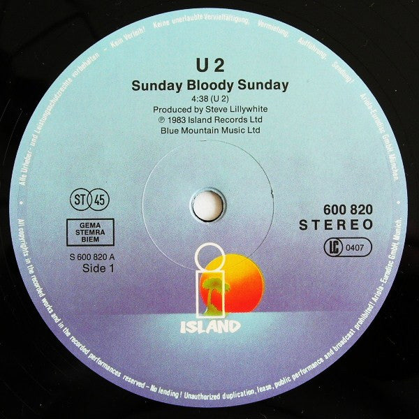 U2 – Sunday Bloody Sunday - Vinyl 12", Maxi-Single, 45 RPM, Reissue, 1985 (USED VG)