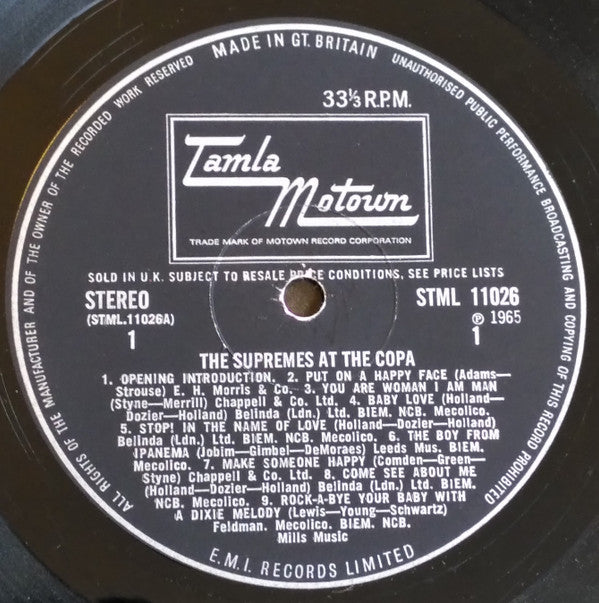 The Supremes - At The Copa - Vinyl LP, Album, Reissue, Stereo, UK 1968 (USED VG)