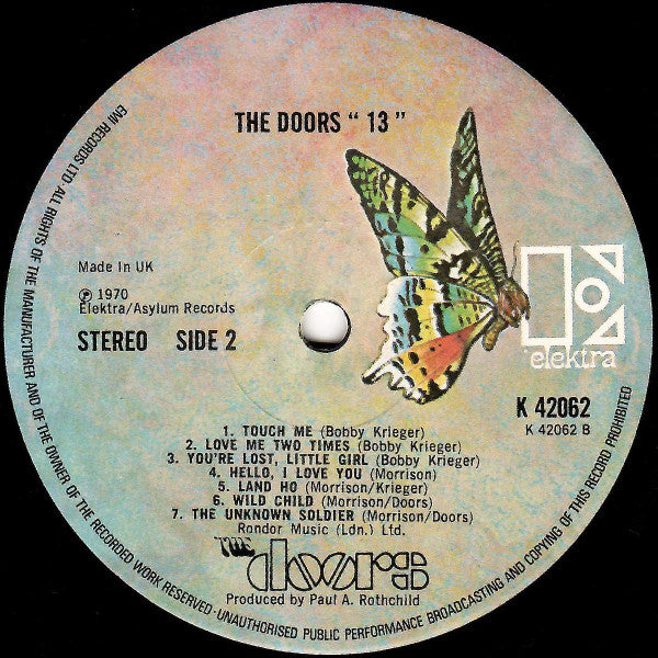 The Doors – 13 - Vinyl LP, Compilation, Reissue, Stereo, UK 1974 (USED VG)