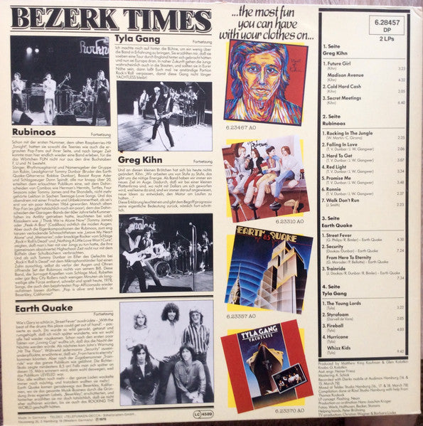 Greg Kihn / Rubinoos / Earth Quake / Tyla Gang - Bezerk Times - 2 x Vinyl LP, Stereo, 1978 (USED VG+)