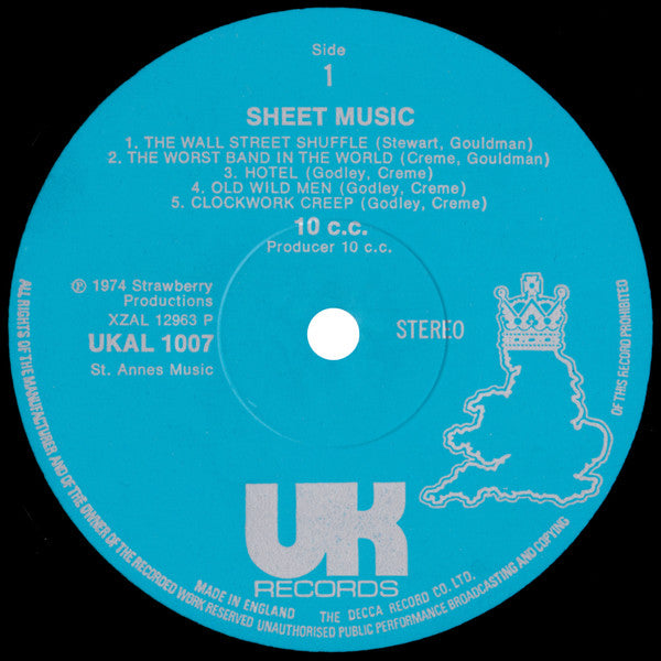 10cc – Sheet Music - Vinyl LP, Album, Stereo, UK 1974 (USED NM)