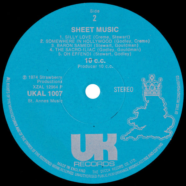 10cc – Sheet Music - Vinyl LP, Album, Stereo, UK 1974 (USED NM)