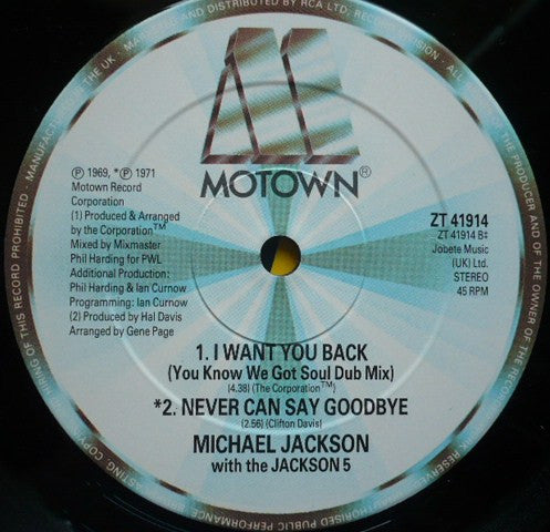 Michael Jackson With The Jackson 5 – I Want You Back '88 Remix - Vinyl 12", 45 RPM, Single, UK 1988 (USED VG)