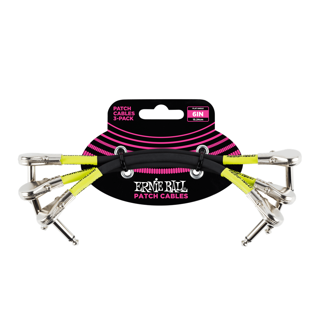 Ernie Ball Pancake Patch Cable 6 Inch, 3-Pack, Black