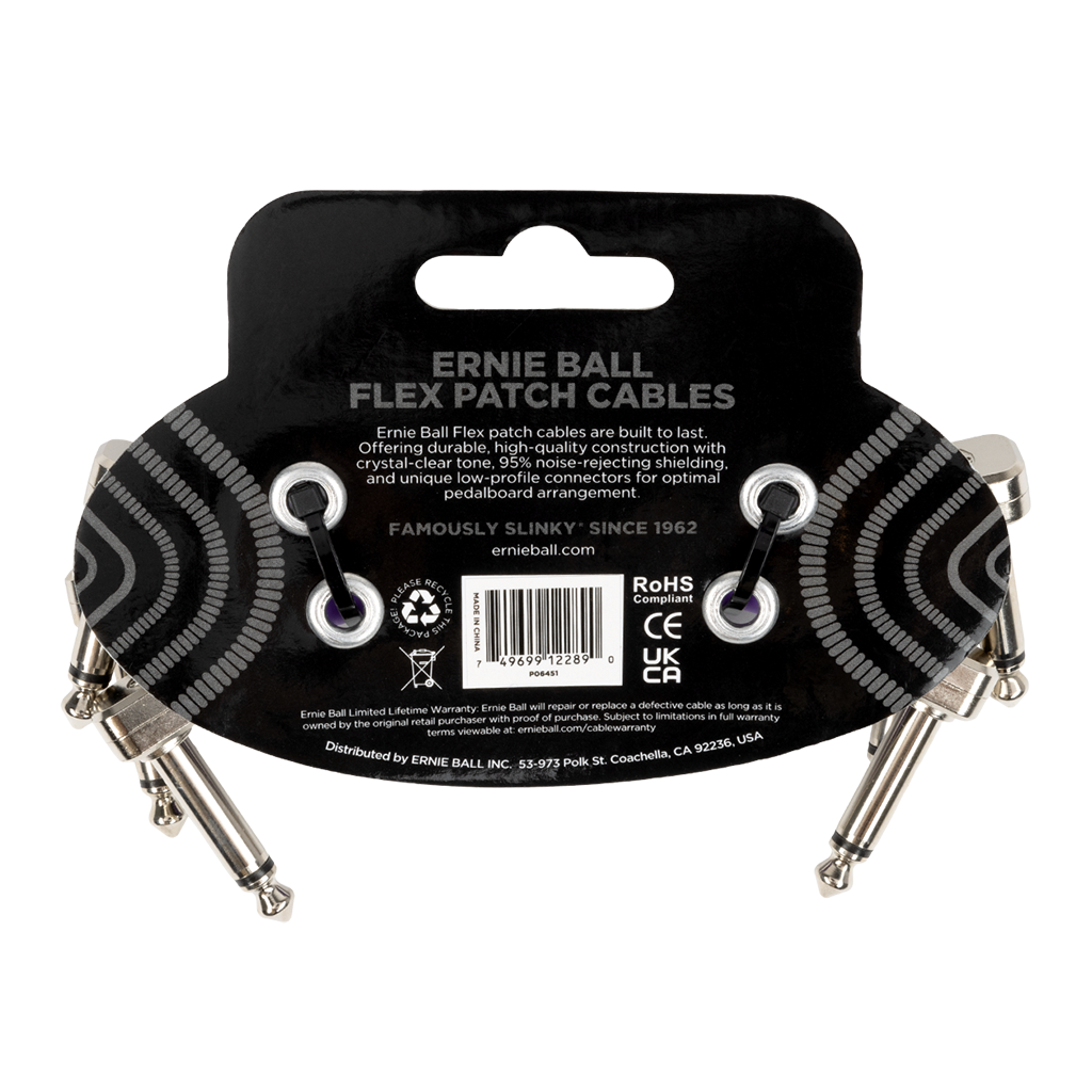 Ernie Ball Flex Patch Cable 3 Inch, 3-Pack, Purple