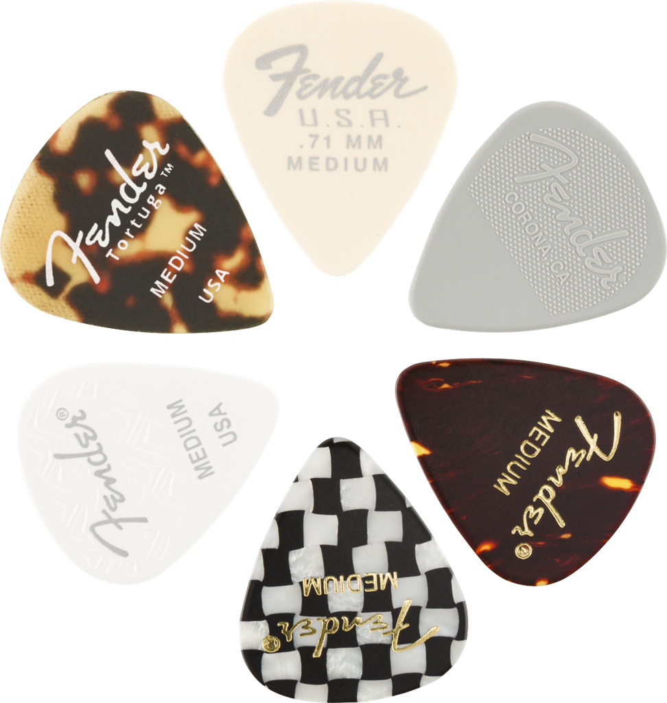 Fender 351 Medium Material Picks Medley x6