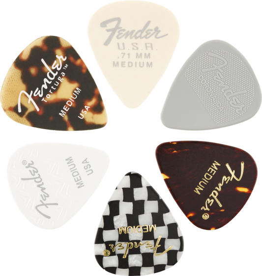 Fender 351 Medium Material Picks Medley x6