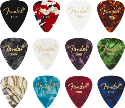 Fender 351 Thin Colour Picks Medley x12