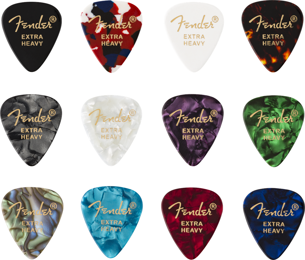 Fender 351 Extra Heavy Colour Picks Medley x12