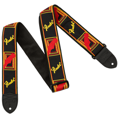 Fender Monogrammed Guitar Strap 2", Black/Yellow/Red