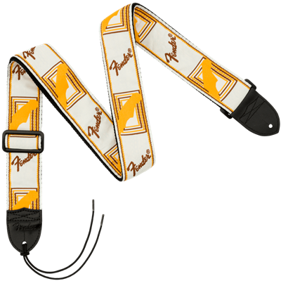 Fender Monogrammed Guitar Strap 2", White/Brown/Yellow