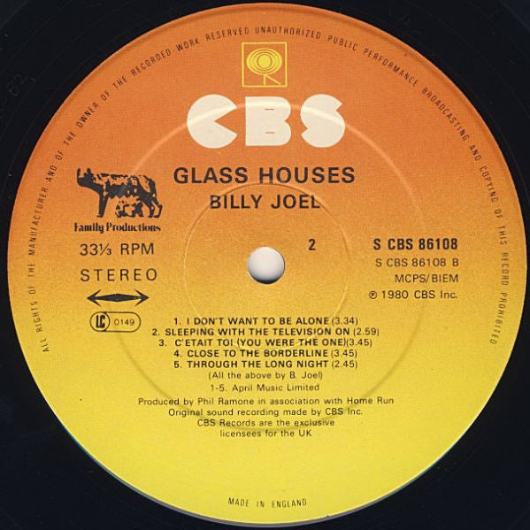 Billy Joel ‎- Glass Houses - Vinyl LP, Album, Stereo, UK 1980 (USED NM)