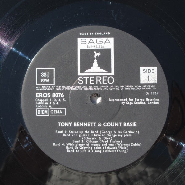 Tony Bennett And Count Basie ‎– Tony Bennett And Count Basie - Vinyl LP, Reissue, Stereo, UK 1969 (USED VG+)