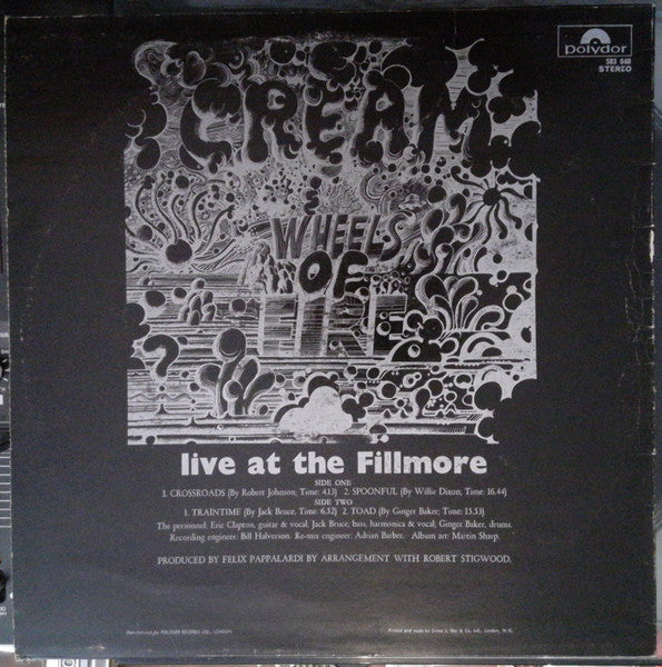 Cream - Wheels Of Fire - Live At The Fillmore - Vinyl LP, Album, Stereo, 1968 (USED VG+)