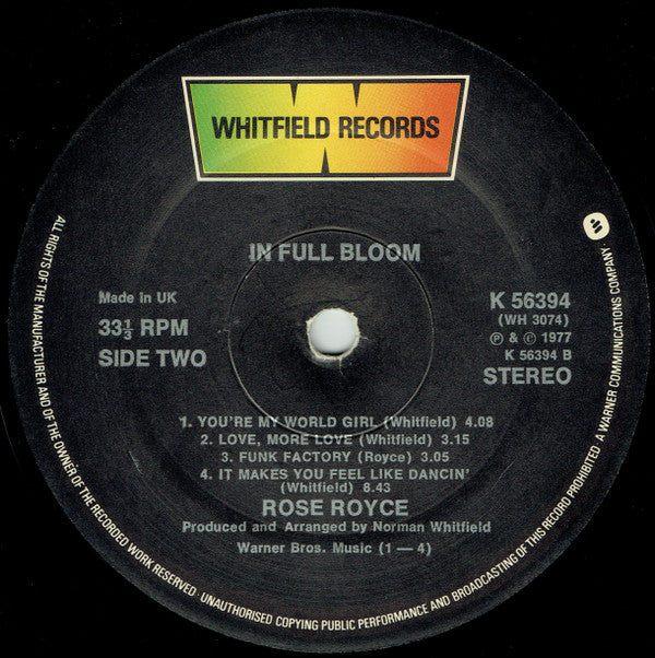 Rose Royce ‎– In Full Bloom - Vinyl LP, Album, Gatefold, UK 1977 (USED VG)