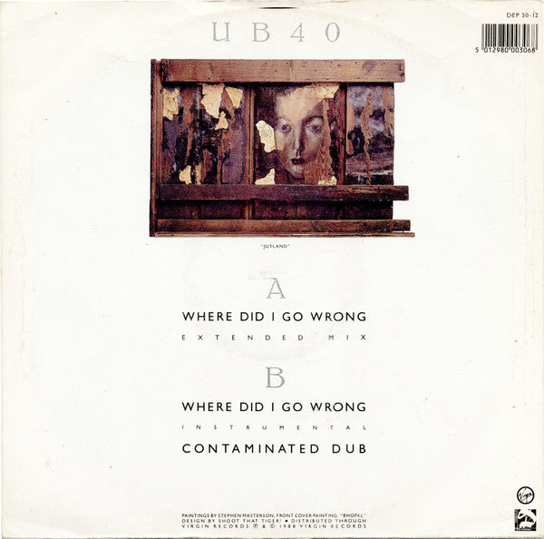 UB40 ‎– Where Did I Go Wrong (Extended Mix) - Vinyl 12", 45 RPM, Single, UK 1988 (USED VG)
