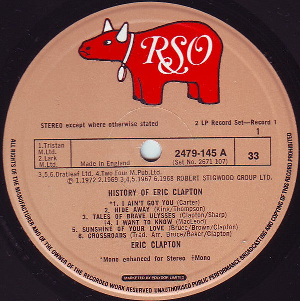 Eric Clapton - History Of Eric Clapton - 2 x Vinyl LP, Compilation, Reissue (USED VG+)