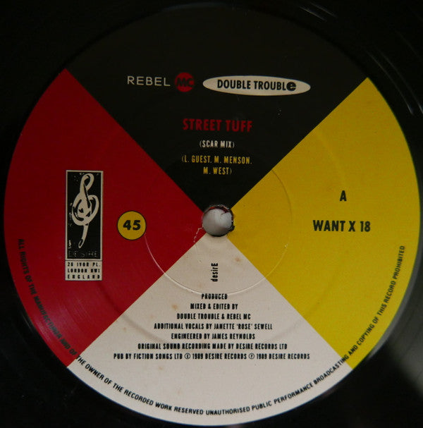 Rebel MC, Double Trouble ‎– Street Tuff - Vinyl 12", 45 RPM, Single, UK 1989 (USED VG+)