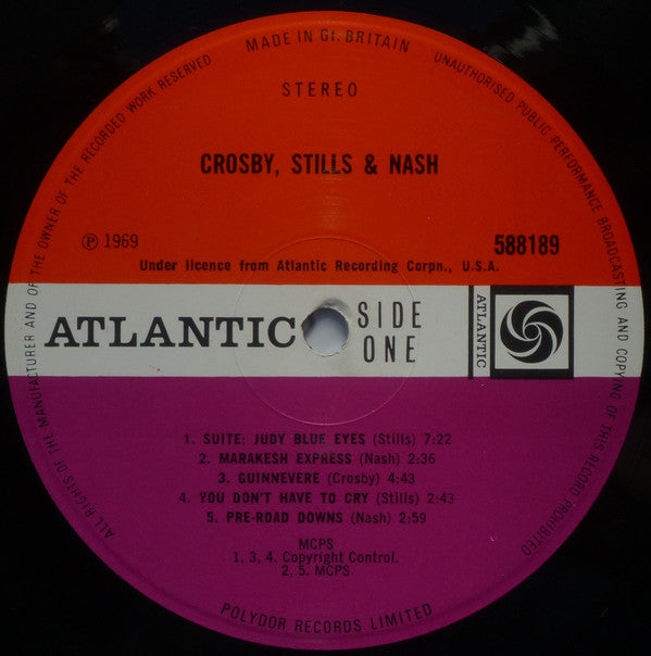 Crosby, Stills & Nash ‎- Crosby, Stills & Nash - Vinyl LP, Album, Stereo, Gatefold, UK 1969 (USED VG+)