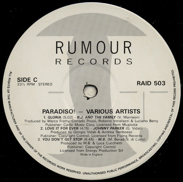 Various ‎– Paradiso! -  2 × Vinyl LP, Compilation, UK 1990 (USED VG+)