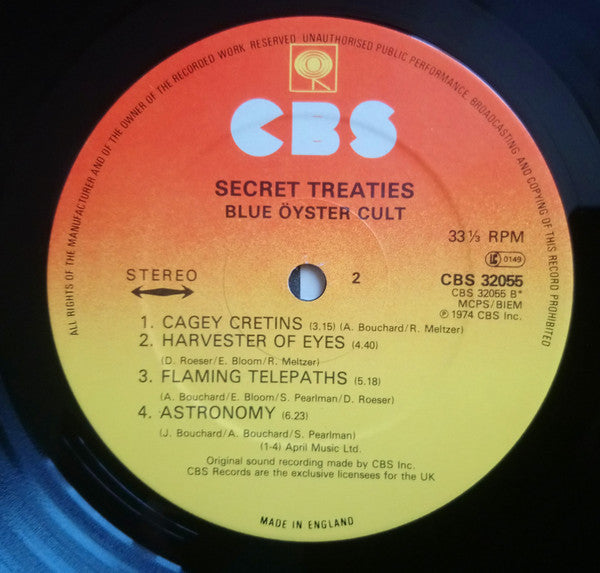 Blue Öyster Cult - Secret Treaties - Vinyl LP, Reissue, Album (USED VG+)