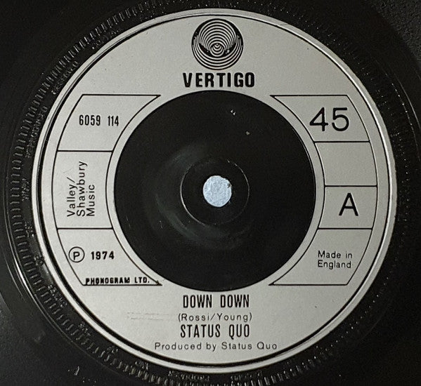Status Quo ‎– Down Down - Vinyl 7", 45 RPM, Single, UK 1974 (USED NM)