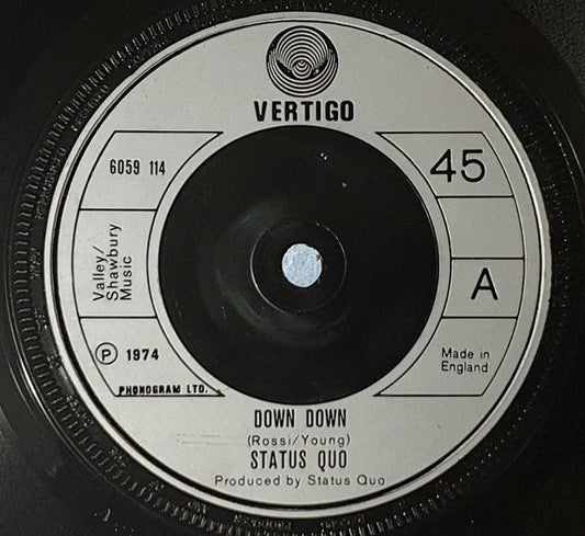 Status Quo ‎– Down Down - Vinyl 7", 45 RPM, Single, UK 1974 (USED NM)