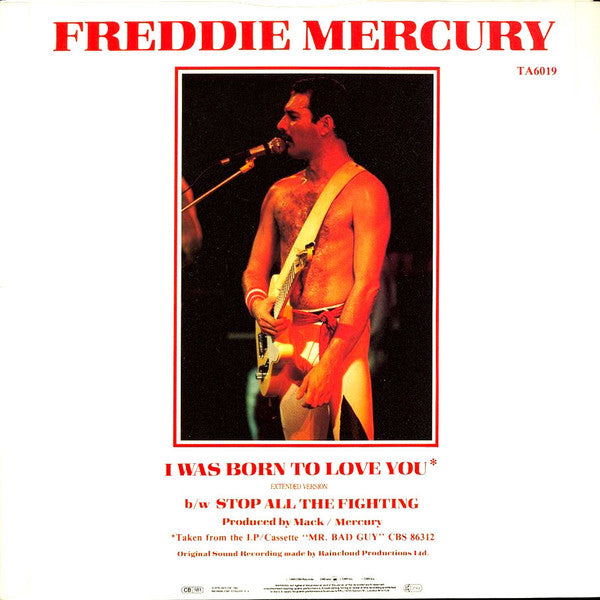 Freddie Mercury ‎– I Was Born To Love You - Vinyl 12", 45 RPM, Single, Stereo, UK 1985 (USED VG+)