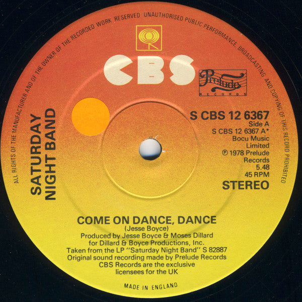 Saturday Night Band – Come On Dance, Dance - Vinyl 12", 45 RPM, Limited Edition, Stereo, UK 1978 (USED VG)