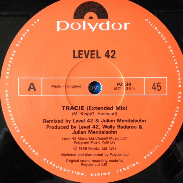Level 42 ‎– Tracie - Vinyl 12", 45 RPM, Single, UK 1989 (USED VG+)