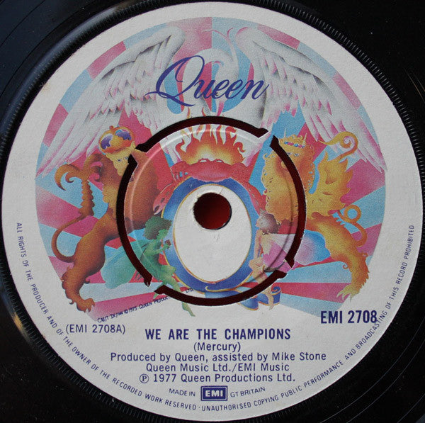 Queen ‎– We Are The Champions - Vinyl 7", 45 RPM, Single, UK 1977 (USED VG)
