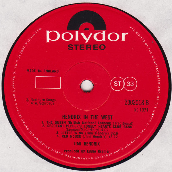 Jimi Hendrix ‎– Hendrix In The West - Vinyl LP, Album, Stereo, Gatefold, UK 1972 (USED VG)