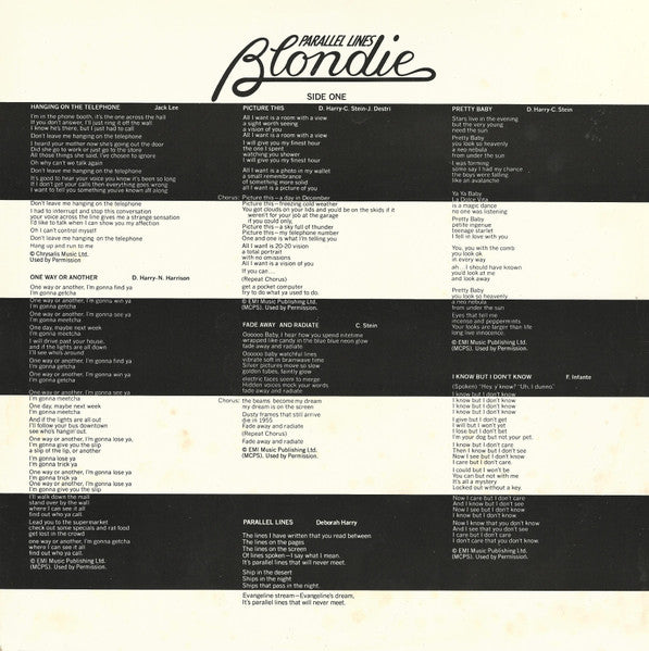 Blondie - Parallel Lines - Vinyl LP, Album, Stereo, UK 1978 (USED VG+)