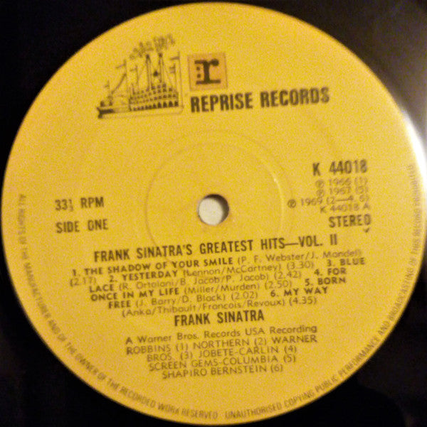 Frank Sinatra ‎– Greatest Hits, Vol. II - Vinyl LP, Compilation, Stereo, UK 1973 (USED VG+)