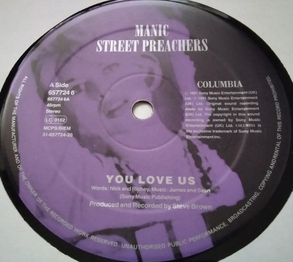 Manic Street Preachers ‎– You Love Us - Vinyl 12", 45 RPM, Single, Limited Edition, Stereo, UK 1992 (USED VG+)