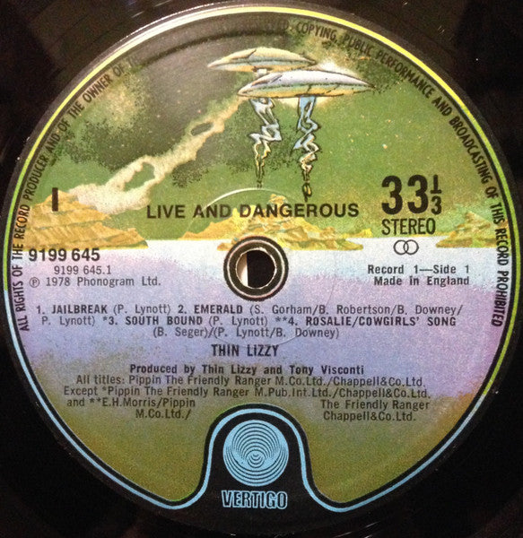 Thin Lizzy - Live And Dangerous - 2 x Vinyl LP, Album, Stereo, UK 1978 (VG+)