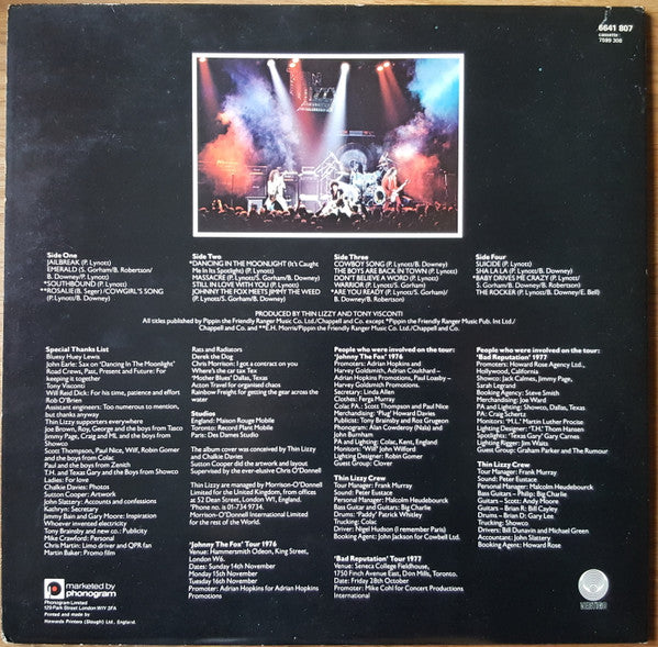 Thin Lizzy - Live And Dangerous - 2 x Vinyl LP, Album, Stereo, UK 1978 (VG+)