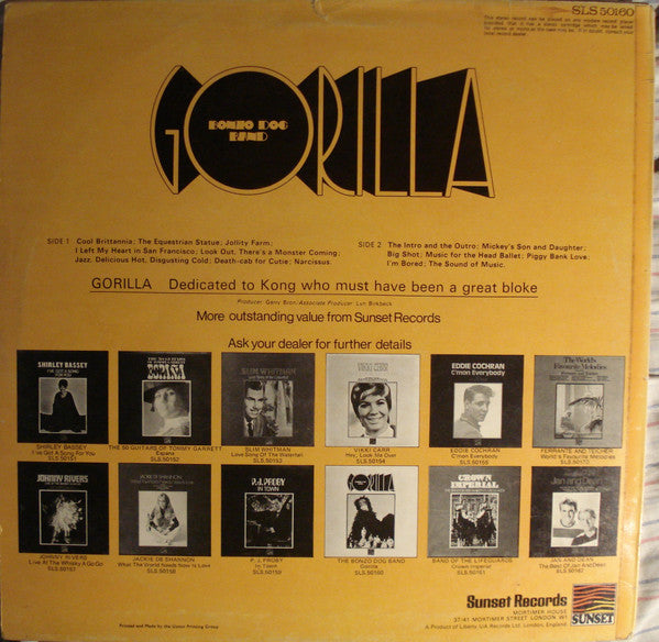 Bonzo Dog Band – Gorilla - Vinyl LP, Album, Reissue, UK 1970 (USED VG+)