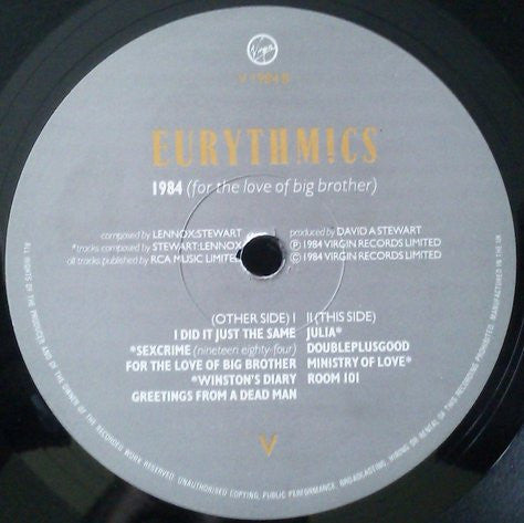 Eurythmics - 1984 (For The Love Of Big Brother) - Vinyl LP, Album, 1984 (USED VG+)